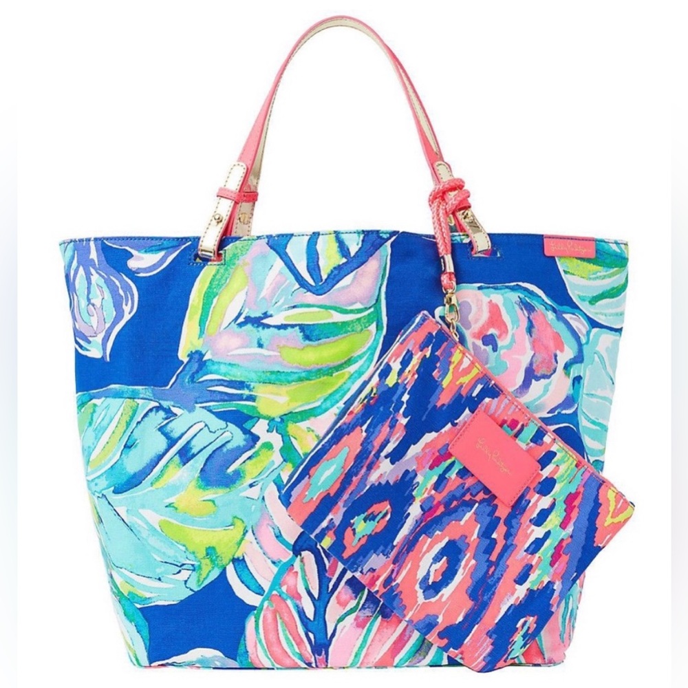 Lilly Pulitzer 🍍 Beach Bathers Reversible Tote and Pouch